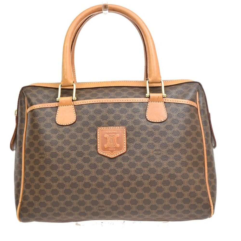 Celine Boston Triomphe Xl Coated Canvas Brown Canvas Handbag